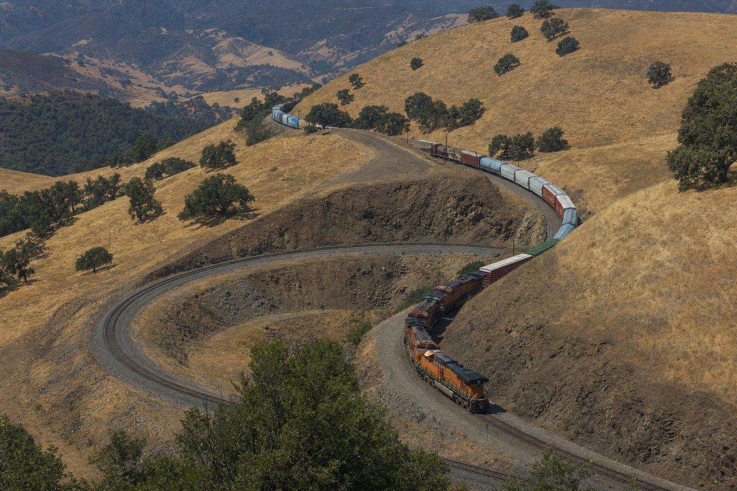 The Tehachapi Loop: A World-Famous Railroad Spiral in Kern County (AI-generated image)